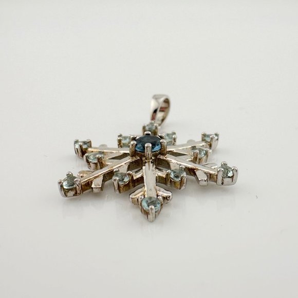 London Blue Topaz Fun and Festive Snowflake Necklace - Picture 4 of 13